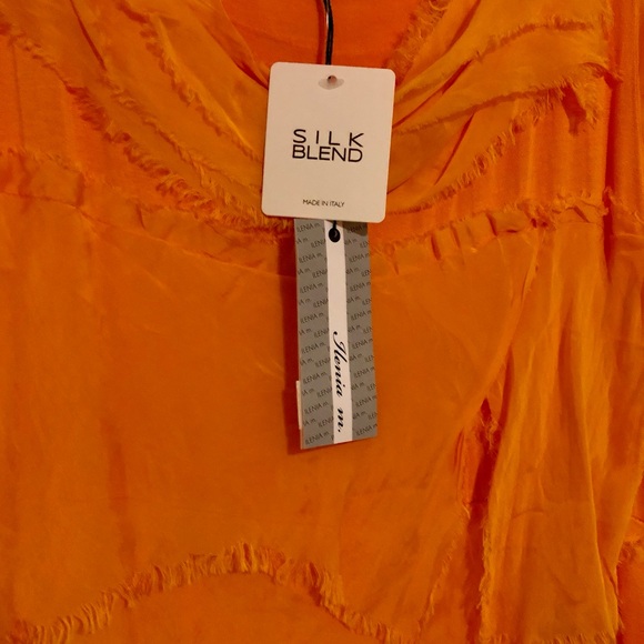 NWT Ilenia M. Italian Silk Ruffled Maxi Dress in Orange Size Medium - Picture 4 of 6